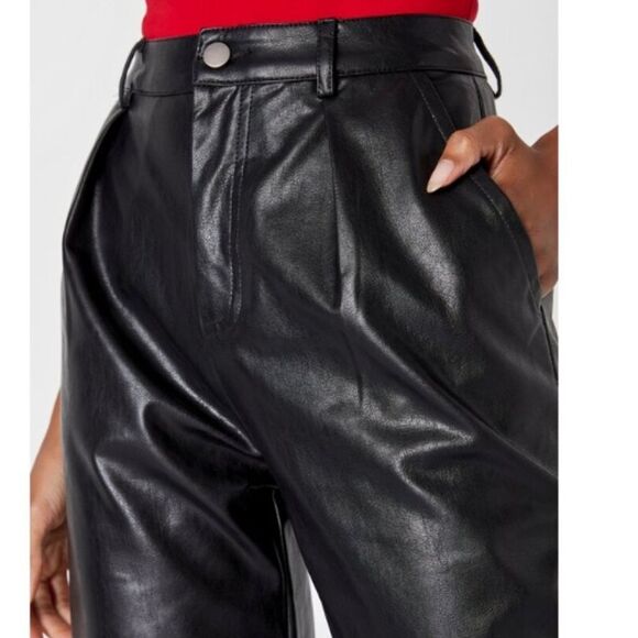 Lulus Check Your Vibe Black Vegan Leather High Rise Pants Size XS NWT - Picture 3 of 9